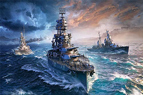 Puzzle für Erwachsene, 1000 Teile, DREI Bismarck-Schlachtschiffe auf dem Ozean, DIY-Wandkunst-Dekoration, 70 x 50 cm von EZMLFA
