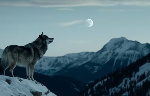 Puzzle für Erwachsene, 1000 Teile, Grauer Wolf auf Bergen, Brain Challenge Puzzle, 50 x 70 cm von EZMLFA