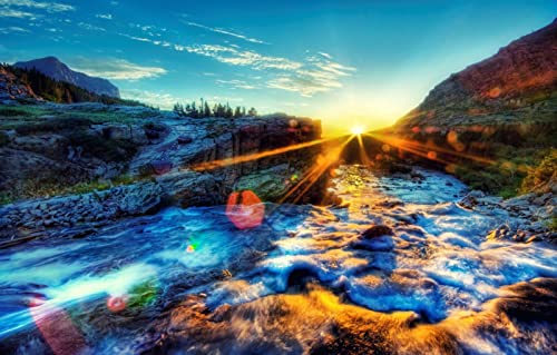 Puzzle für Erwachsene, 1000 Teile, Naturschönheit, Sonne, Fluss, 50 x 70 cm von EZMLFA