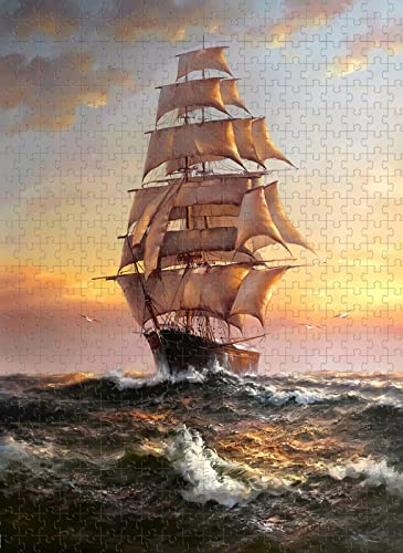 Puzzle für Erwachsene, 1000 Teile, Wellensegeln, Puzzlespiel, Geschenk, 50 x 70 cm von EZMLFA