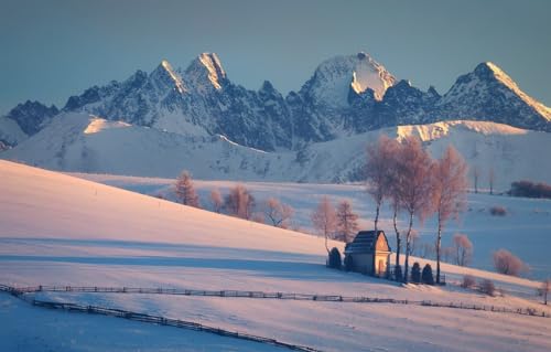 Puzzle für Erwachsene, 1000 Teile, Winter, Schneehaus, Sonnenaufgang, Goldener Berg, Puzzle, Heimdekoration, Geschenke, 38 x 52 cm Puzzle für Erwachsene, 1000 Teile, Winter, Schneehaus, Sonnenaufgang, Goldener Berg, Puzzle, Heimdekoration, Geschenke, 38 x 52 cm von EZMLFA
