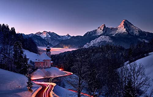 Puzzle für Erwachsene, 2000 Teile, Lernspiele, Heimdekoration, Geschenke für Männer, Naturlandschaft, Berge, Hügel, Alpen, Kirchen, Wälder, 70 x 100 cm von EZMLFA