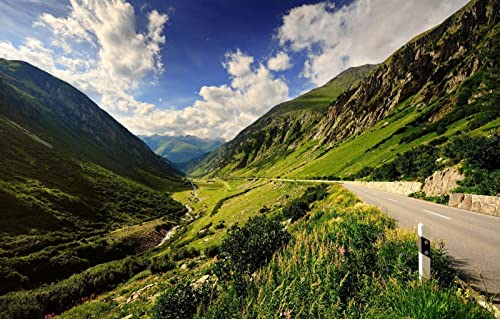 Puzzle für Erwachsene, 2000 Teile, Puzzle für Erwachsene, Geschenkideen, Naturlandschaft, Berg, Straße, Bergstraße, Naturwand, 70 x 100 cm von EZMLFA