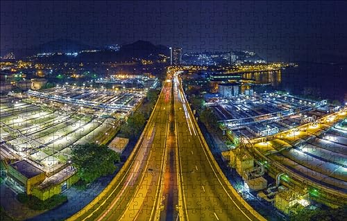 Puzzle für Erwachsene, 2000-teiliges Puzzle für Erwachsene, anspruchsvolles Spiel, Stadt, Hongkong, 75 x 50 cm, 70 x 100 cm von EZMLFA
