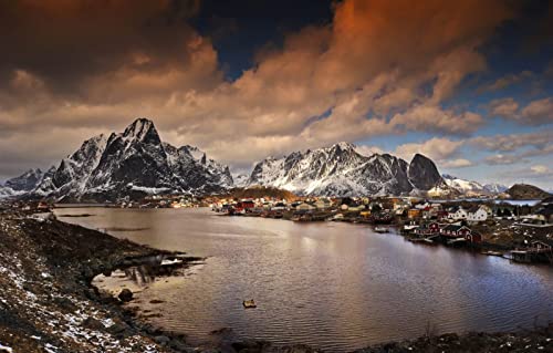 Puzzle für Erwachsene 1000 Teile Puzzle für Erwachsene Geschenkideen Naturlandschaft, Berge, Norwegen, Bucht 26x38CM von EZMLFA