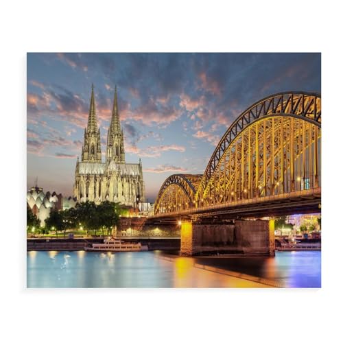 Puzzle für Erwachsene und Kinder, 2000 Teile, Kölner Skyline mit Dom und Brücke, Lernspielzeug, Spiel, Familiendekoration, 70 x 100 cm von EZMLFA