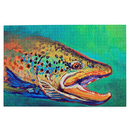 Puzzle mit 1000 Teilen, Bachforelle, Fliegenfischen, Fliesenkunst, lustiges Lernspielzeug, Lernspiele, Heimdekoration, Puzzle, 38 x 26 cm Puzzle mit 1000 Teilen, Bachforelle, Fliegenfischen, Fliesenkunst, lustiges Lernspielzeug, Lernspiele, Heimdekoration, Puzzle, 38 x 26 cm von EZMLFA