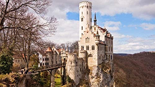 Puzzles 1000 Teile für Erwachsene und Kinder Lichtenstein Schloss Deutschland Pädagogische Dekompressionsspiele Freizeitpuzzle Landschaftspuzzles Spielzeug 38x52CM von EZMLFA