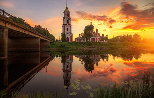Puzzles für 1000 Teile, unmögliches Puzzle für Erwachsene, Lernspiele, Geschenke für Männer, Geschenke für Mädchen, Naturlandschaft, Sonnenuntergang, Brücke, Kirche, Russland, 38 x 52 cm Puzzles für 1000 Teile, unmögliches Puzzle für Erwachsene, Lernspiele, Geschenke für Männer, Geschenke für Mädchen, Naturlandschaft, Sonnenuntergang, Brücke, Kirche, Russland, 38 x 52 cm von EZMLFA