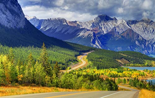 Puzzles für 1000 Teile, unmögliches Puzzle für Erwachsene, Lernspiele, Naturlandschaft, Straße, Wald, Berge, See, Kanada, Abraham Lake, 50 x 70 cm von EZMLFA