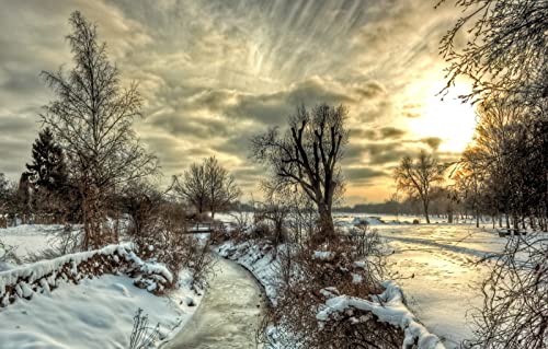 Puzzles für Erwachsene, 1000 Teile, Lernspiele, Heimdekoration, Geschenke für Männer, Naturlandschaft, Sonnenuntergang, Fluss, 50 x 70 cm von EZMLFA