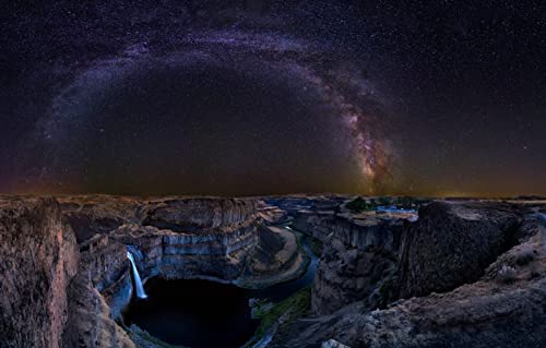 Puzzles für Erwachsene, 1000 Teile, Lernspiele, Heimdekoration, Geschenke für Männer, Posterfarben für Erwachsene, Naturlandschaft, Nacht, Wasserfall, Canyon, Milchstraße, 50 x 70 cm von EZMLFA