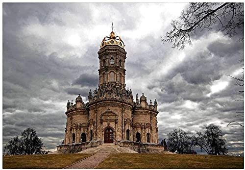 Puzzles für Erwachsene, 2000 Teile, Kirche unter dunklen Wolken, pädagogische und geistige Spiele 70x100CM von EZMLFA