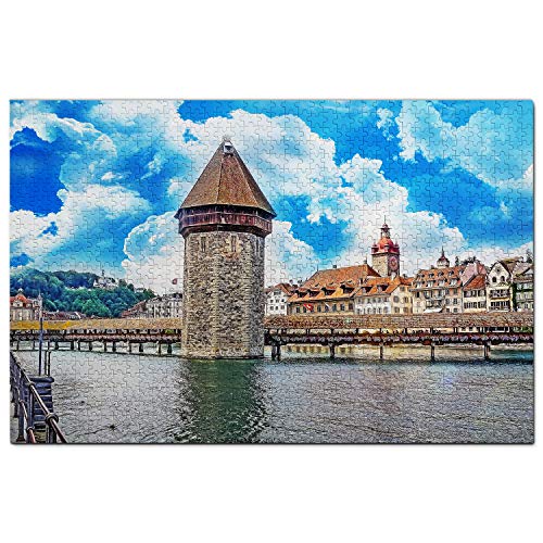 Schweiz-Puzzle, 2000 Teile, Schweiz, Kapellbrücke, Luzern, Puzzlespiel, Kunstwerk, Reisesouvenir, Papier, 70 x 100 cm von EZMLFA
