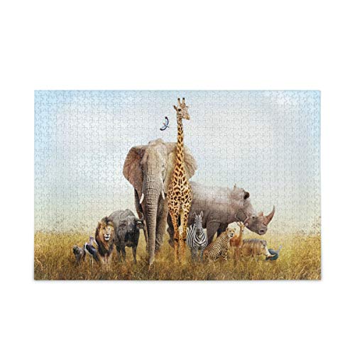 Tier-Elefant-Löwe-Afrikanische Safari-Puzzle für Erwachsene 1000-teiliges Puzzle Tischspiel 38x52CM Tier-Elefant-Löwe-Afrikanische Safari-Puzzle für Erwachsene 1000-teiliges Puzzle Tischspiel 38x52CM von EZMLFA