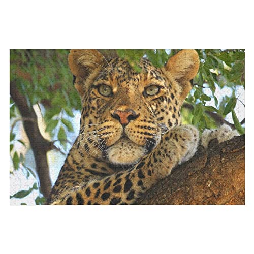 Tierpuzzle-Set für Erwachsene, 1000 Teile, Leopardenmuster, Puzzle für Kinder, Spiele für Erwachsene, Unterhaltung, lustige Puzzles, 50 x 70 cm von EZMLFA