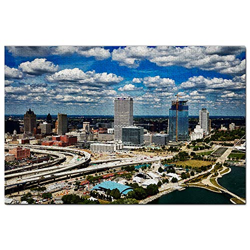 USA Amerika Milwaukee Skyline Puzzle 1000 Teile Puzzle Spiel für Erwachsene Grafik Reise Souvenir 50x70CM von EZMLFA