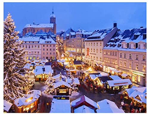 Weihnachten auf dem Deutschen Markt Poster Puzzle 1000 Teile Spielzeug für Erwachsene Dekompressionsspiel Py15Js 52x38CM von EZMLFA