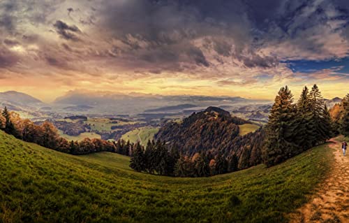 pulze Puzzle für Erwachsene, 2000 Teile, Naturschönheit, Felder, Schweiz, 70 x 100 cm von EZMLFA