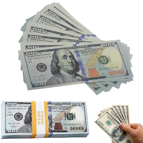 EZOULUOBA 120 Blätter Prop Money, Copy Money, Spielgeld Set, Fake Money Party, Dollar Scheine Originalgröße, Spielgeld für Kinder Kaufladen, Full Print Old Style Copy Scheine, 100$ EZOULUOBA 120 Blätter Prop Money, Copy Money, Spielgeld Set, Fake Money Party, Dollar Scheine Originalgröße, Spielgeld für Kinder Kaufladen, Full Print Old Style Copy Scheine, 100$ von EZOULUOBA