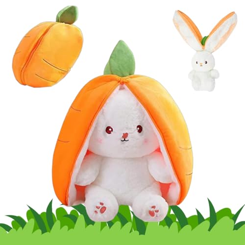 EZOULUOBA Hasen Verstecken Plüschtier, Plush Hasen Karotten, Gefülltes Kaninchen mit Karotten, Niedliches Kuscheltier Verstecken mit Reißverschluss von EZOULUOBA
