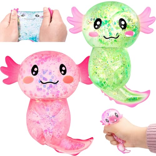 2 Stück Axolotl Spielzeug, Axolotl Squeeze Toy, Axolotl Stress Squeeze Spielzeug,Stressabbau & Sensorisches Stress Axolotl Squeeze Toy für Erwachsene und Kinder von EZOULUOBA