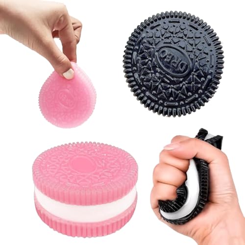 2 Stück Oreo Keks Stressabbauspielzeug,Keks Stressabbau Spielzeug,Stressabbauspielzeug Keks,Ultraweiches Stressabbauspielzeug für Erwachsene & Kinder (Schwarz #Pink) von EZOULUOBA