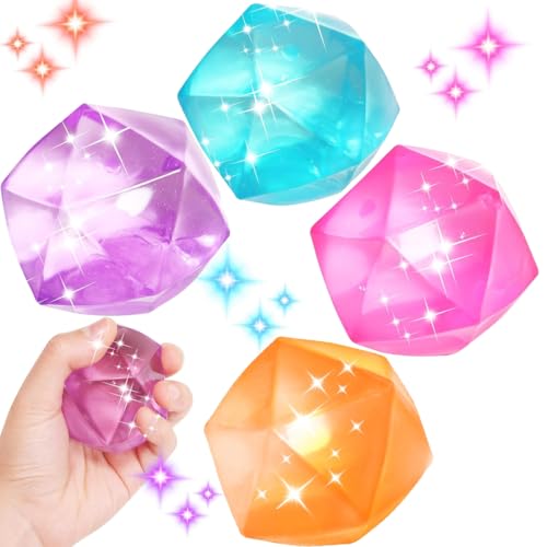 4 Stück Quetschball,Sensorischer Quetschball,Antistressball Kinder,Antistressball Kinder und Erwachsene,Diamonds Squeeze Squishy Anti Stress Bälle,Durchsichtiger Stressball von EZOULUOBA