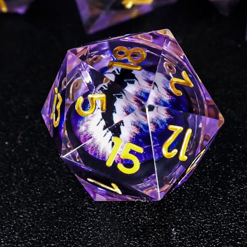 EZUO DND-Würfel-Set aus Harz, Drachenauge, flüssiger Kern, scharfe Kanten, polyedrisches Würfel-Set, Dungeons and Dragons, D&D-Würfel, RPG-Rollenspiele (lila) von EZUO