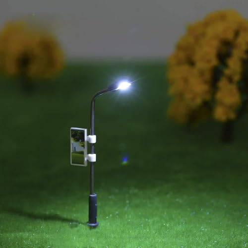 Eacam 20pcs White Street Layout Lapposts 1: 150 Model Lampe Post -LED -Beleuchtung, Geeignet für die Eisenbahnlandschaft, Großartiges Set für (Weiß & Skala 2) von Eacam