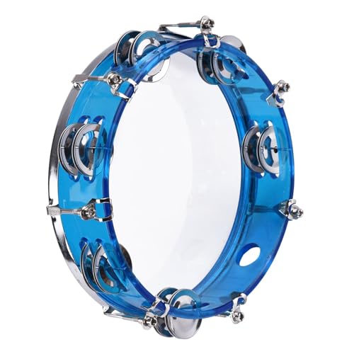 Eacam Kunststoff Handheld Tamburin Ideales Musikinstrument Zum Tanzen des Tanzes Singing Karaoke Kids Games Tamburin -Handbell mit Doppelreihen -Metall -Becken (Blau) von Eacam
