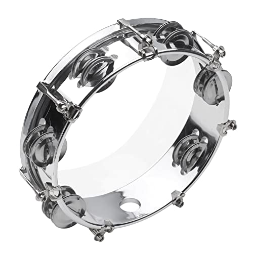 Eacam Kunststoff Handheld Tamburin Ideales Musikinstrument Zum Tanzen des Tanzes Singing Karaoke Kids Games Tamburin -Handbell mit Doppelreihen -Metall -Becken (Silber #8S) von Eacam
