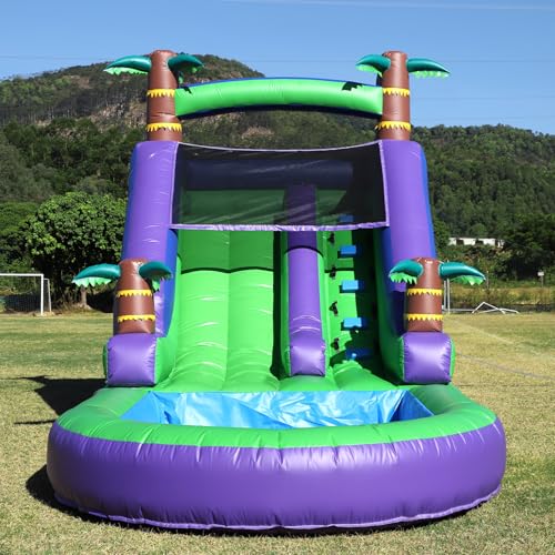 Kommerzielle aufblasbare Wasserrutsche für Erwachsene, 6,3 m (L) 100 % PVC, riesige aufblasbare Pool-Wasserrutsche mit 750 W Gebläse, großem Planschbecken, große Rutsche für Hinterhof-Party, nass und von Eachup