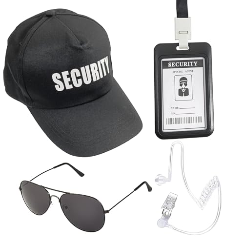 Agent Kostüm Halloween Sicherheitsdienst Outfit Zubehör Secret Spion Kostüm Requisiten Hut Sonnenbrille ID Karte Fake Earpiece Set von 4 Agent Kostüm Halloween Sicherheitsdienst Outfit Zubehör Secret Spion Kostüm Requisiten Hut Sonnenbrille ID Karte Fake Earpiece Set von 4 von EaciTown