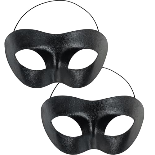 Halloween-Maske, starre Oberfläche, schwarze Superhelden-Maske mit elastischem Seil, Karneval, Cosplay, Masken, 2 Stück von EaciTown
