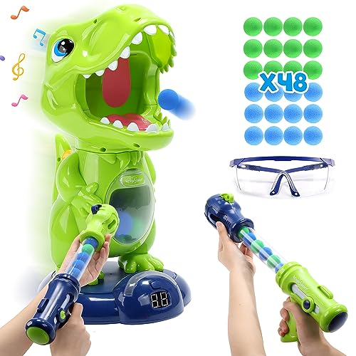 Bewegliches Dinosaurier-Schießspielzeug für Kinder, Zielschießspiele mit 2 Luftpumpenpistolen, Partyspielzeug mit Ergebnisaufzeichnung,LED und Ton, Zielübungsspielzeug, Geschenk für Jungen und Mädchen Bewegliches Dinosaurier-Schießspielzeug für Kinder, Zielschießspiele mit 2 Luftpumpenpistolen, Partyspielzeug mit Ergebnisaufzeichnung,LED und Ton, Zielübungsspielzeug, Geschenk für Jungen und Mädchen von EagleStone