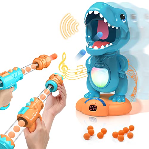 Bewegliches Dinosaurier-Schießspielzeug für Kinder, Zielschießspiele mit 2 Luftpumpenpistolen, Partyspielzeug mit Ergebnisaufzeichnung,LED und Ton, Zielübungsspielzeug, Geschenk für Jungen und Mädchen Bewegliches Dinosaurier-Schießspielzeug für Kinder, Zielschießspiele mit 2 Luftpumpenpistolen, Partyspielzeug mit Ergebnisaufzeichnung,LED und Ton, Zielübungsspielzeug, Geschenk für Jungen und Mädchen von EagleStone