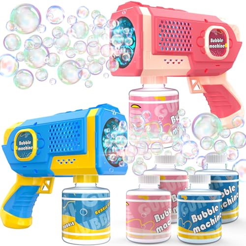 EagleStone 2er Pack Seifenblasenpistole mit bunten LED Lichtern, automatische Seifenblasenmaschine für Kinder und Kleinkinder, Outdoor Spielzeug Geschenk für Hochzeit Geburtstag Ostern von EagleStone