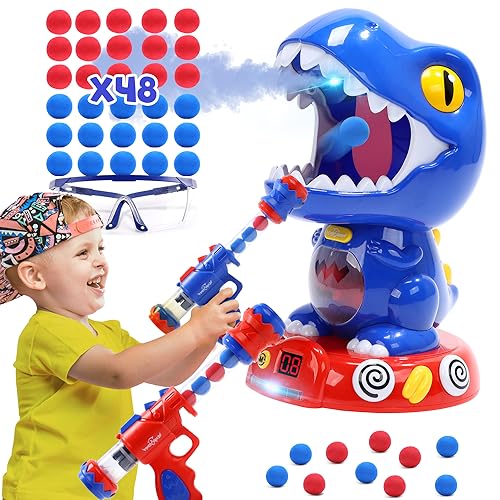 EagleStone Bewegliches Dinosaurier-Schießspiel für Kids Spaying & Auto Scoring, Dino Shooting Target Game mit 2 Pump Guns, 48 Schaumstoffkugeln, Sound, Fun Geschenk für Jungen & Mädchen, Party Favor EagleStone Bewegliches Dinosaurier-Schießspiel für Kids Spaying & Auto Scoring, Dino Shooting Target Game mit 2 Pump Guns, 48 Schaumstoffkugeln, Sound, Fun Geschenk für Jungen & Mädchen, Party Favor von EagleStone