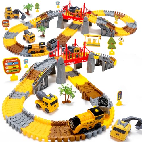 EagleStone Konstruktions Rennbahn Set für Kinder 206 Teile Flexibles Spielzeuggleis mit 1 Elektrischer Bahn Bagger Kipper Betonmischer DIY Eisenbahnspielzeug Construction Vehicle Track EagleStone Konstruktions Rennbahn Set für Kinder 206 Teile Flexibles Spielzeuggleis mit 1 Elektrischer Bahn Bagger Kipper Betonmischer DIY Eisenbahnspielzeug Construction Vehicle Track von EagleStone
