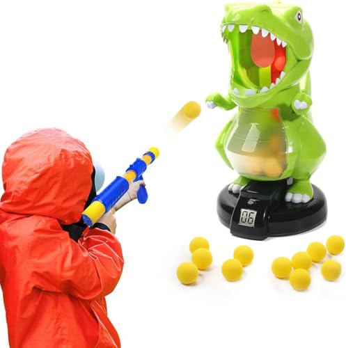 EagleStone Schießspiel Dinosaurier grün mit Pistole und 24 Projektiven für Kinder 5-8 Jahre – interaktives Lernspielzeug mit Punktesystem von EagleStone