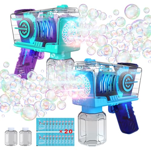 EagleStone Seifenblasenpistolen für Kinder, 2er-Pack automatische Blaster mit LED-Licht, inkl. 2 Flaschen Seifenblasenlösung & 20 Konzentrate, ideal für Partys, Outdoor, Geburtstage & Spielspaß EagleStone Seifenblasenpistolen für Kinder, 2er-Pack automatische Blaster mit LED-Licht, inkl. 2 Flaschen Seifenblasenlösung & 20 Konzentrate, ideal für Partys, Outdoor, Geburtstage & Spielspaß von EagleStone