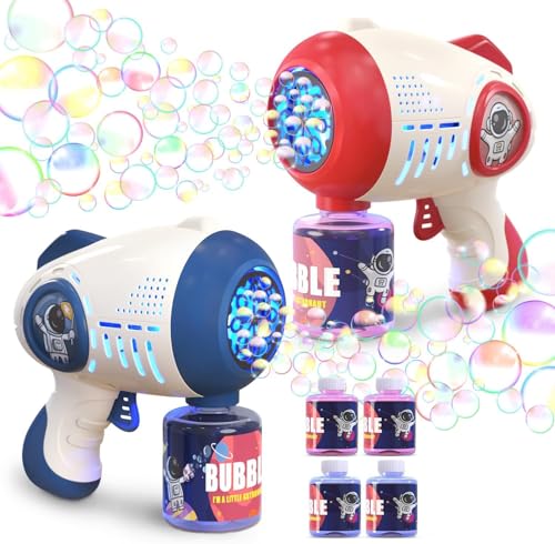 EagleStone 2-Pack Bubble Gun for Kids, 8-Hole Automatic Bubble Blower with LED Lights & 4 Bubble Refills, Outdoor Bubble Machine Toy for Toddlers, Birthday & Christmas Party Favor Gift von EagleStone