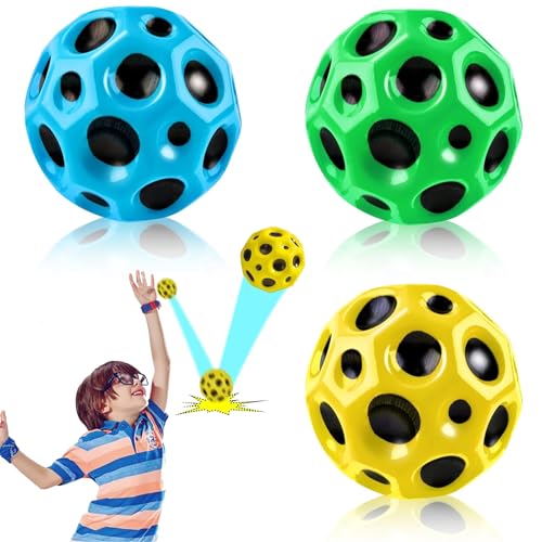 Eagool Astro Jump Ball, 3-St Space Moon Ball, Mini Jump Ball, Super High Bouncing Lightweight Springen Ball, Hüpfbälle, Bouncy Balls, Interaktives Spielzeug zum Stressabbau von Eagool