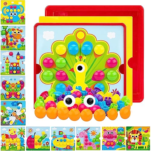 Eagool Mosaik Steckspiel, Steckspiel Kinder für 2, 3, 4 5 Jahre, Bunte Zuordnungsspiel Steckmosaik Vorschulspiel für Jungen Mädchen - 12 Karten und 46 Steckperlen Eagool Mosaik Steckspiel, Steckspiel Kinder für 2, 3, 4 5 Jahre, Bunte Zuordnungsspiel Steckmosaik Vorschulspiel für Jungen Mädchen - 12 Karten und 46 Steckperlen von Eagool