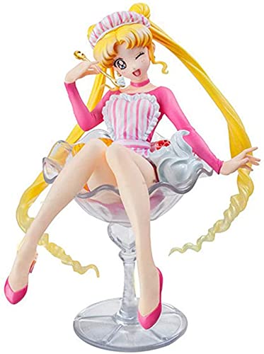 Eamily Skala in Box, Modell Sailor Moon 20. Jahrestag, Mond, Hase aus Obst, gefedertes Eis, sitzende Figur, 12 cm große Augen geschlossenes Sammlerstück, Geschenk für Kinder und Anime-Fans von Eamily