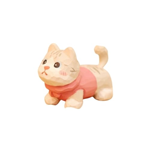 Eamily for Sweet Cat Figur handgefertigt Holz Anime Manga Charakter Modell Statue Figur Sammlerstücke Dekorationen Geschenke (Creme) von Eamily