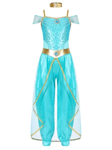 Eandarui Mädchen Bauchtanz Outfit Pailletten Glitzer Tanzanzug Tüll Schicht Indische Kleidung Für Fasching Karneval Hellblau 158-164 Eandarui Mädchen Bauchtanz Outfit Pailletten Glitzer Tanzanzug Tüll Schicht Indische Kleidung Für Fasching Karneval Hellblau 158-164 von Eandarui