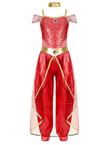 Eandarui Mädchen Bauchtanz Outfit Pailletten Glitzer Tanzanzug Tüll Schicht Indische Kleidung Für Fasching Karneval Rot 146-152 Eandarui Mädchen Bauchtanz Outfit Pailletten Glitzer Tanzanzug Tüll Schicht Indische Kleidung Für Fasching Karneval Rot 146-152 von Eandarui