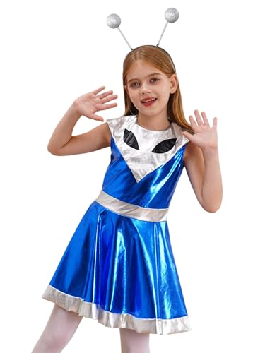 Eandarui Alien Party Outfit Kinder Mädchen Sapce Girl Kostüm Metallic Glitzer Minikleid Alien Augen Muster Partykleid Mit Alien Stirnband Kinderkostüm Blau 170 Eandarui Alien Party Outfit Kinder Mädchen Sapce Girl Kostüm Metallic Glitzer Minikleid Alien Augen Muster Partykleid Mit Alien Stirnband Kinderkostüm Blau 170 von Eandarui